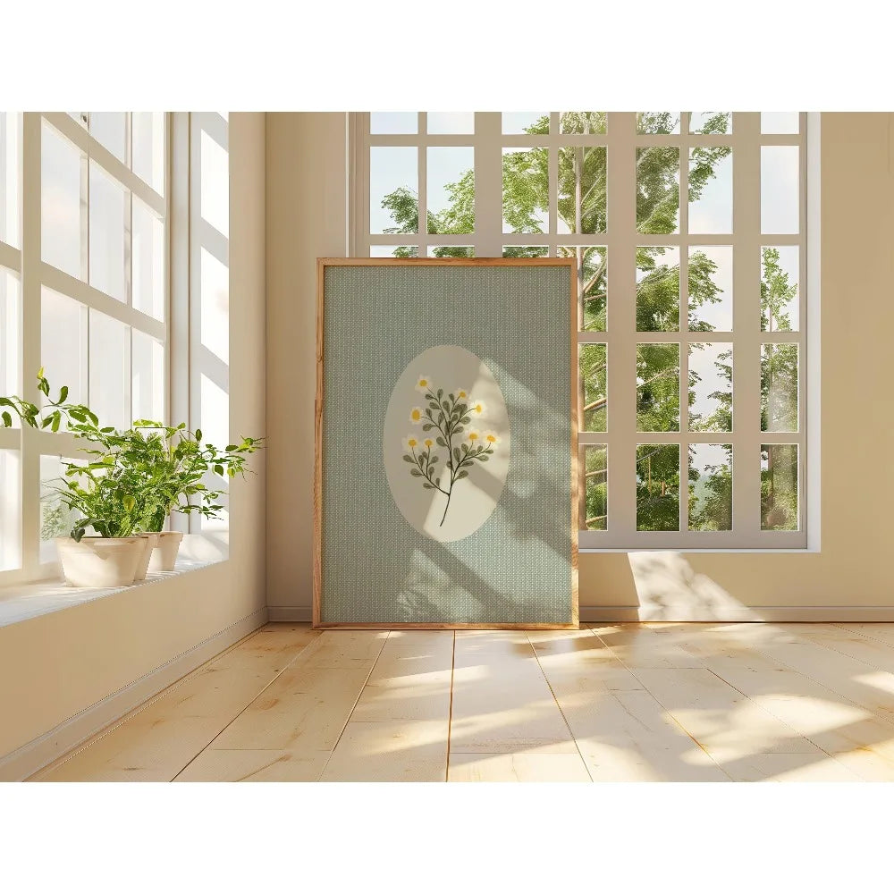 Quadro Decorativo Floral Bege Retrô sem Moldura — Arte Botânica para Sala