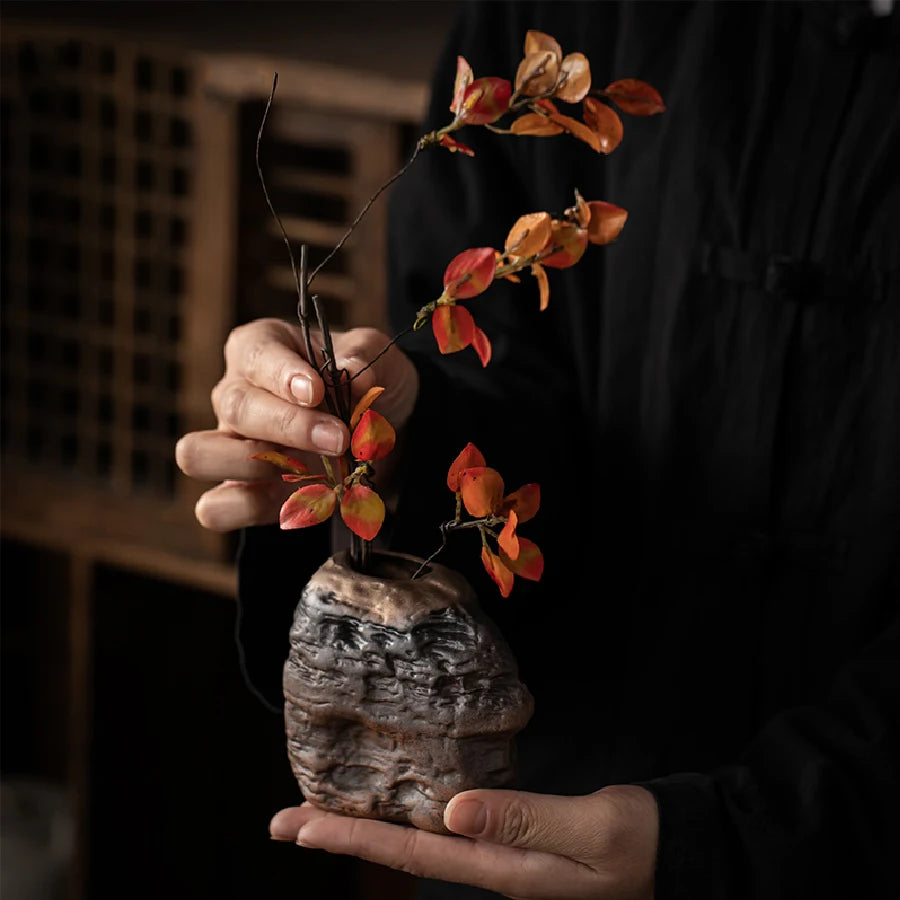 Mini Vaso de Cerâmica Rústico Retrô — Vaso Hidropônico Decorativo para Mesa