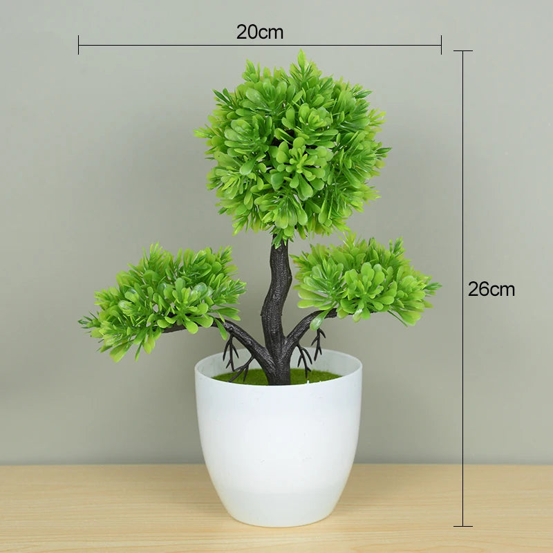 Bonsai Artificial com Vaso e Flores — Mini Árvore Decorativa para Mesa e Escritório