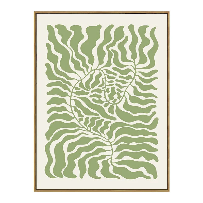 Quadro Decorativo Floral Abstrato Verde — Arte Minimalista Inspirada em Matisse e Picasso