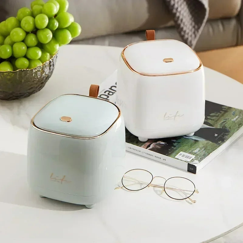 Mini Lixeira de Mesa Luxo Dupla Camada com Tampa de Pressão — Design Premium Moderno