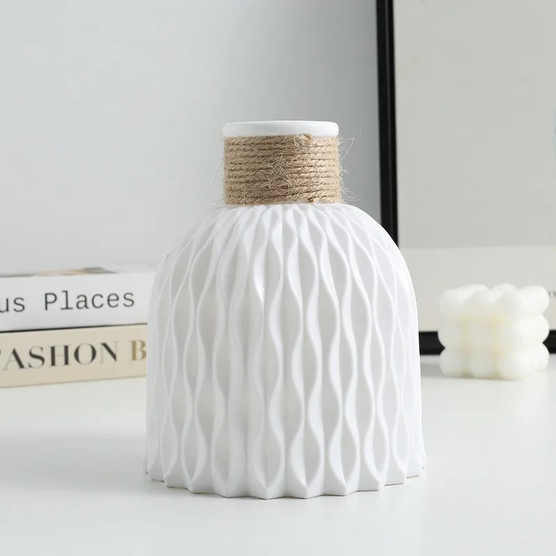 Vaso Plástico Estilo Cerâmica Trançado Abacaxi — Arranjo Floral Criativo Decoração