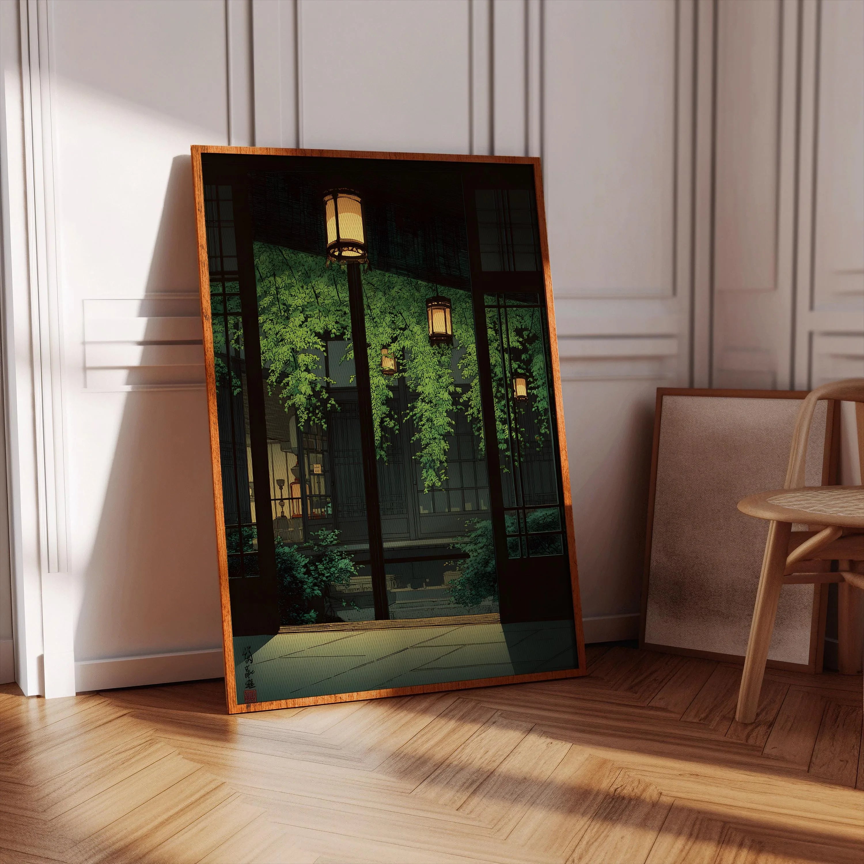 Quadro Decorativo Rua Japonesa Estilo Mangá — Arte Noturna para Sala e Café