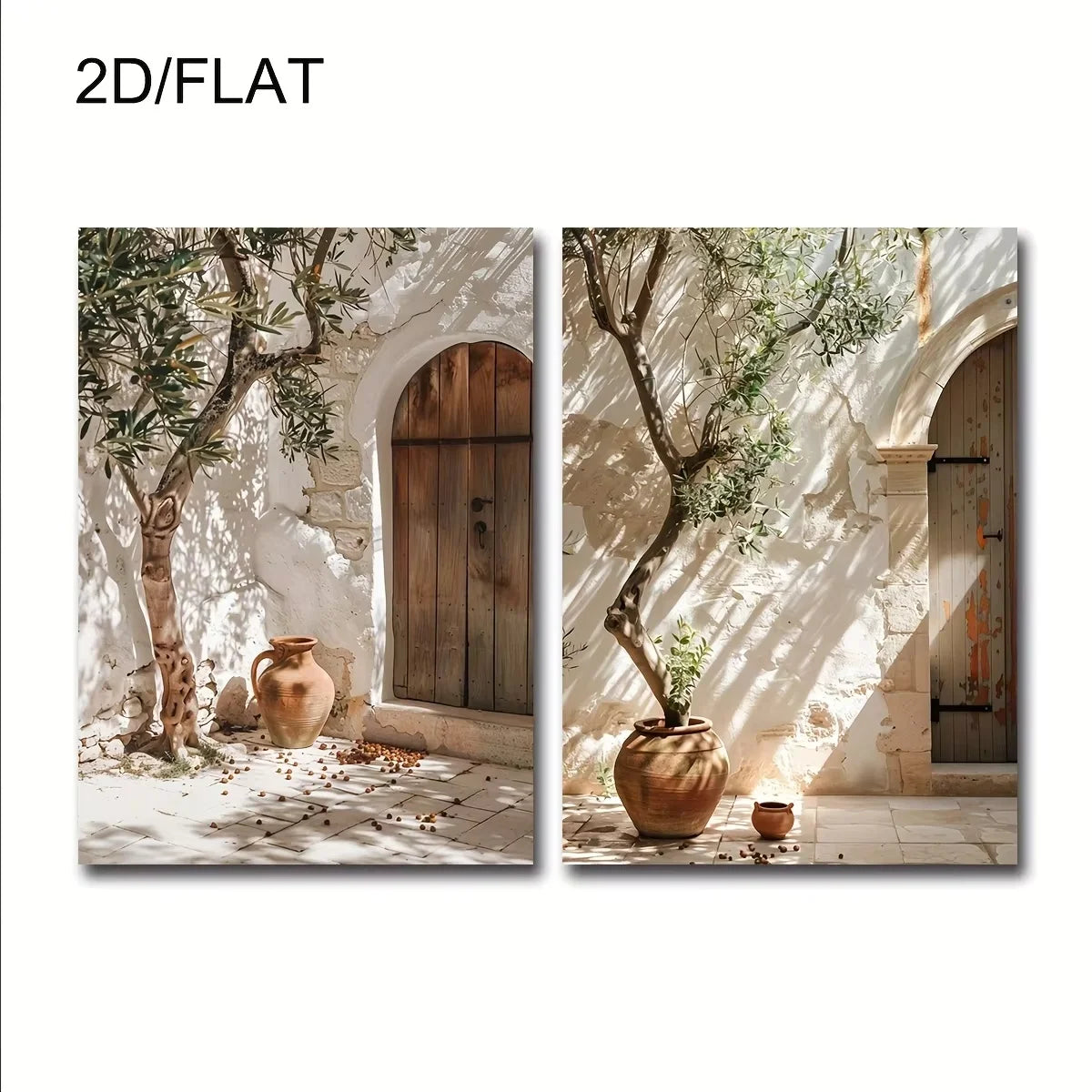 Kit 2 Quadros Oliveira e Vaso — Arte Botânica Retrô para Sala