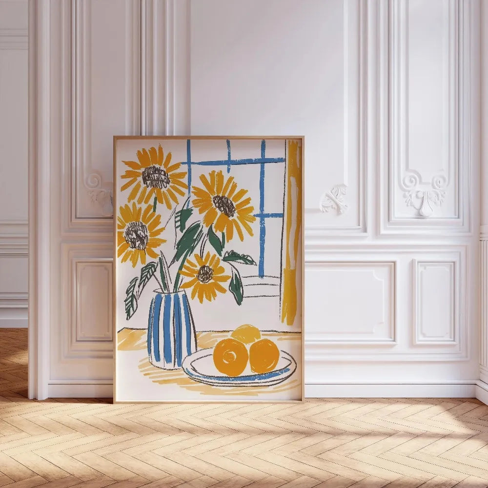 Quadro Decorativo Floral Bege Retrô sem Moldura — Arte Botânica para Sala