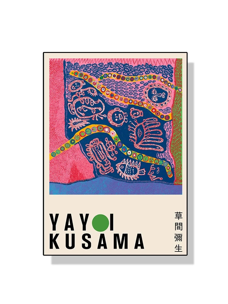 Quadro Decorativo Aboboras e Flores Yayoi Kusama — Arte Abstrata para Sala