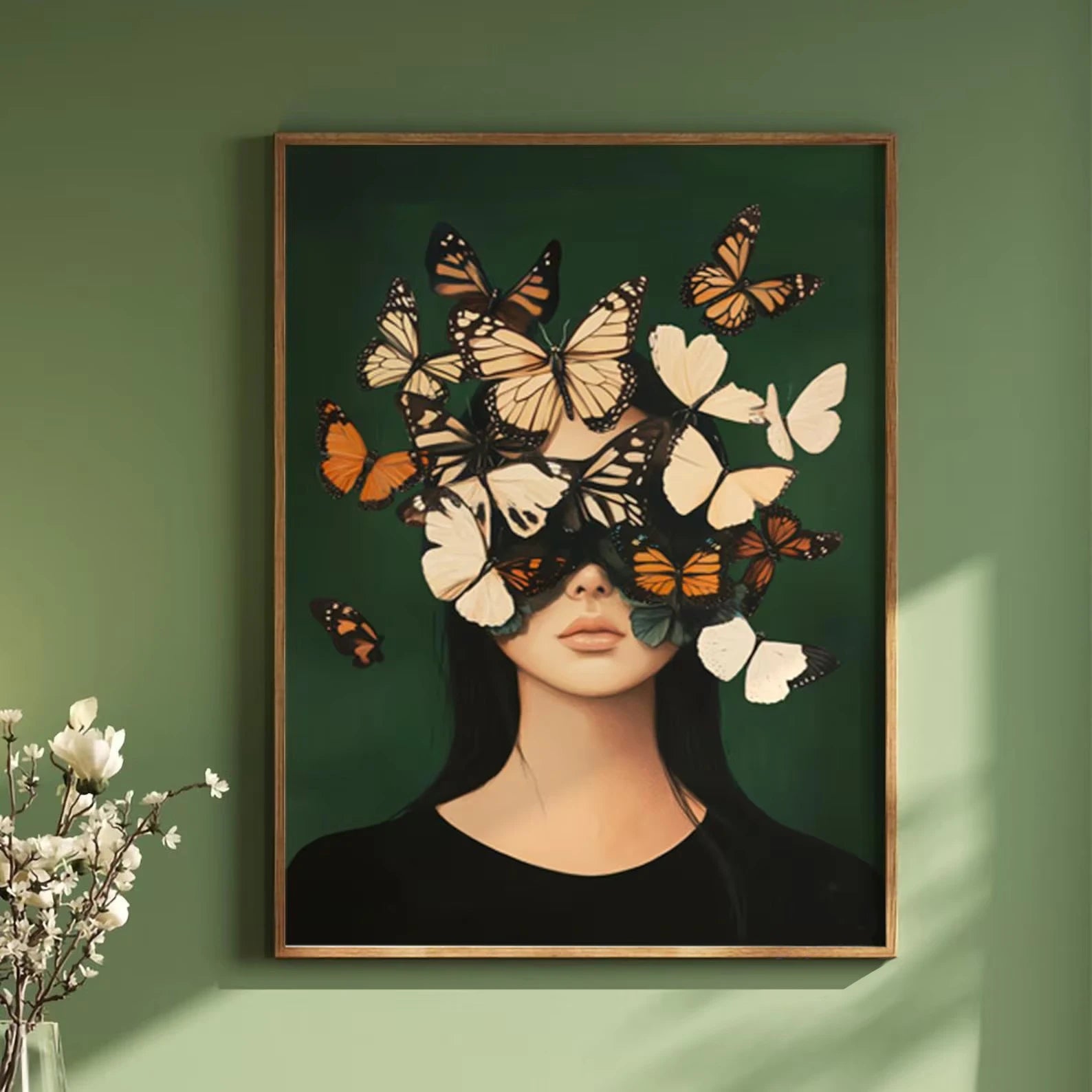Quadro Decorativo Figuras Verdes Abstratas — Arte Minimalista para Sala