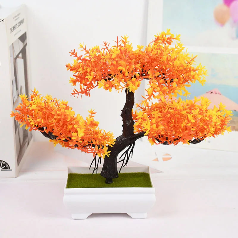 Bonsai Artificial com Vaso e Flores — Mini Árvore Decorativa para Mesa e Escritório