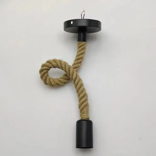 Pendente de Corda de Sisal Vintage Estilo Americano — Lustre Industrial Trançado para Bar e Sala