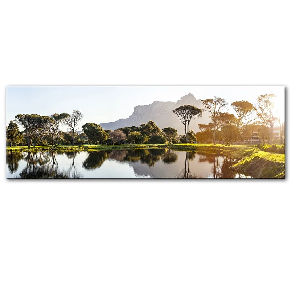 Quadro Decorativo Ponte Dorada Beira-Mar — Arte Minimalista de Paisagem para Sala