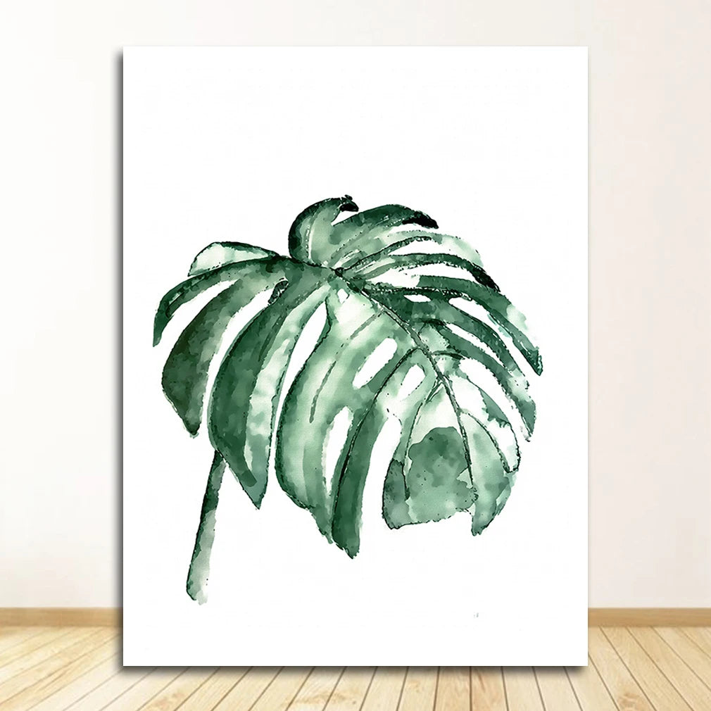Quadro Decorativo Plantas Tropicais Folhas Verdes — Arte Escandinava Moderna para Sala