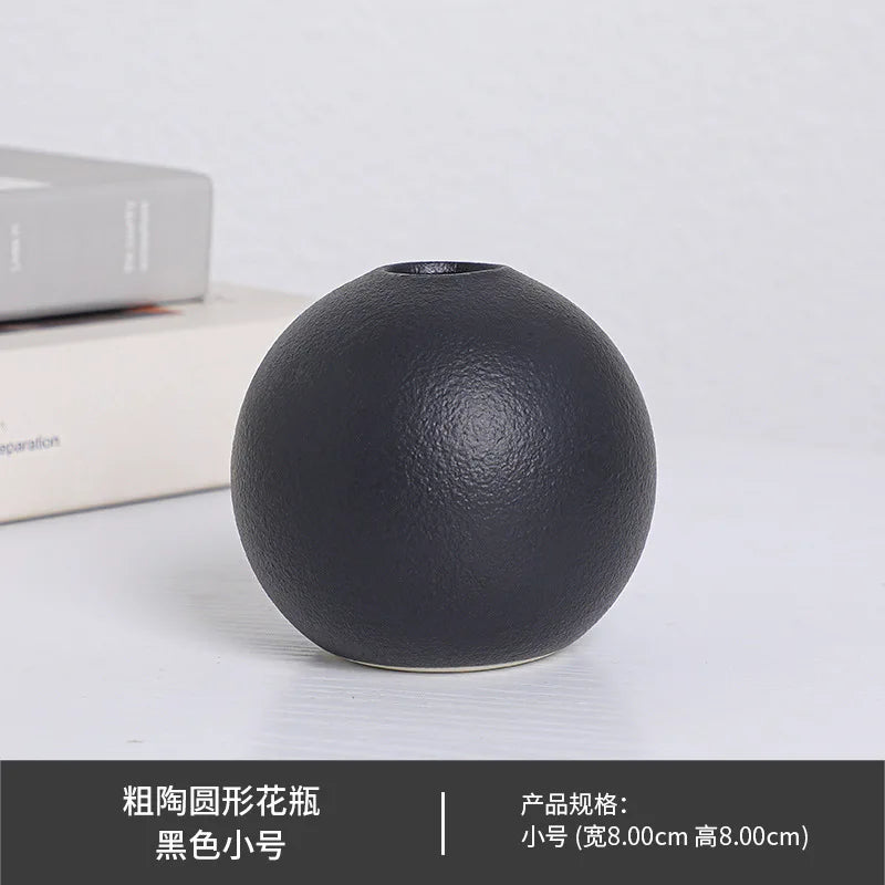 Vaso de Ceramica Bola Europeu Preto e Branco