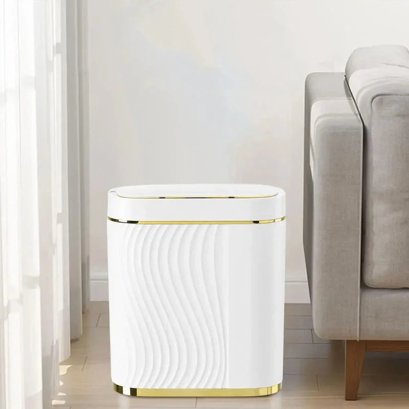 Lixeira Inteligente Sensor Slim — Automática Estreita com Tampa para Banheiro Espaços Pequenos