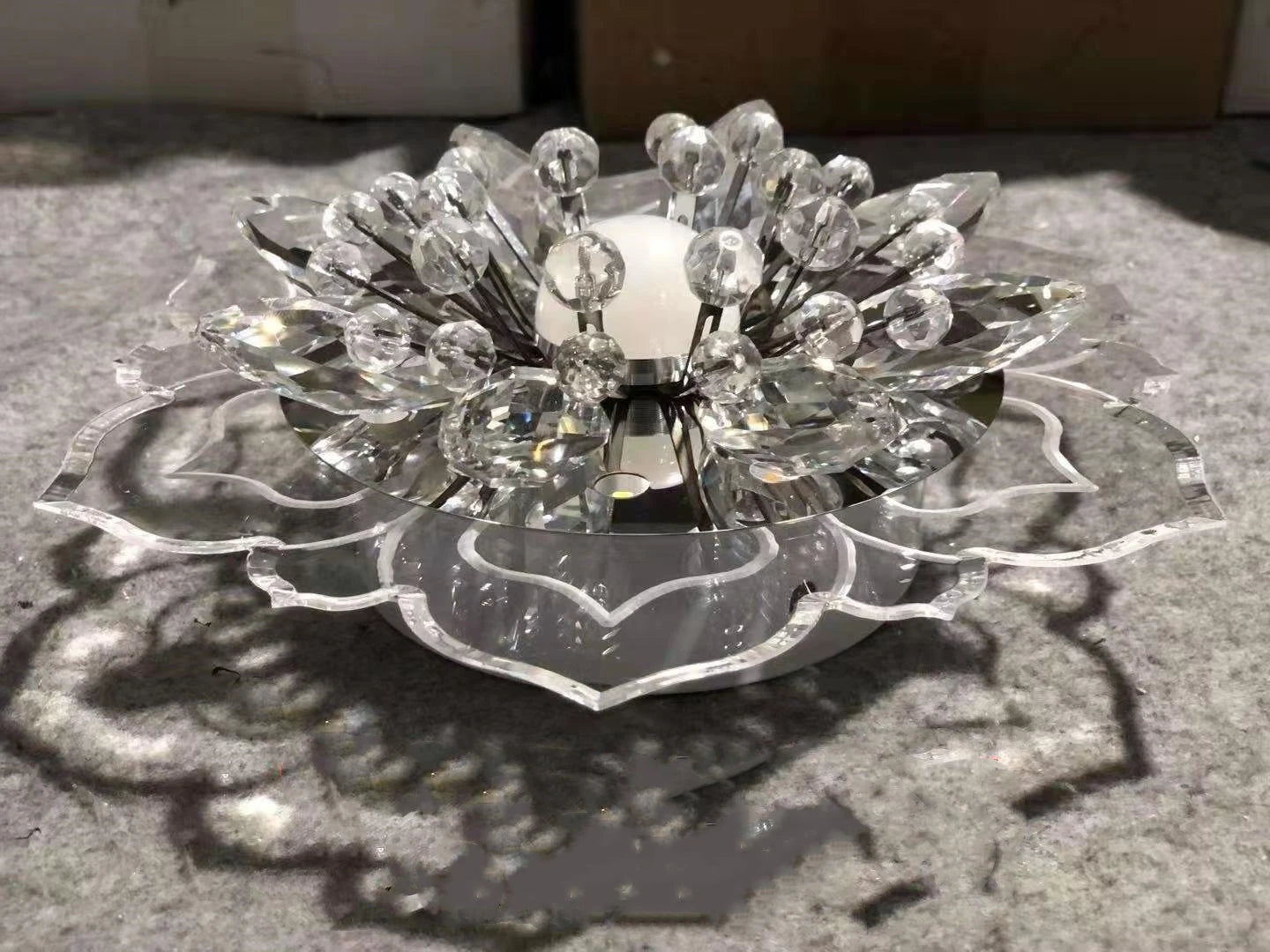 Lustre de Cristal Flor LED — Luminária de Teto para Sala, Quarto e Corredor