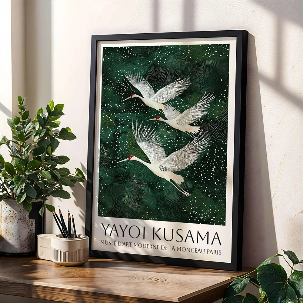 Quadro Decorativo Garça Oriental sem Moldura — Arte Zen para Sala e Quarto