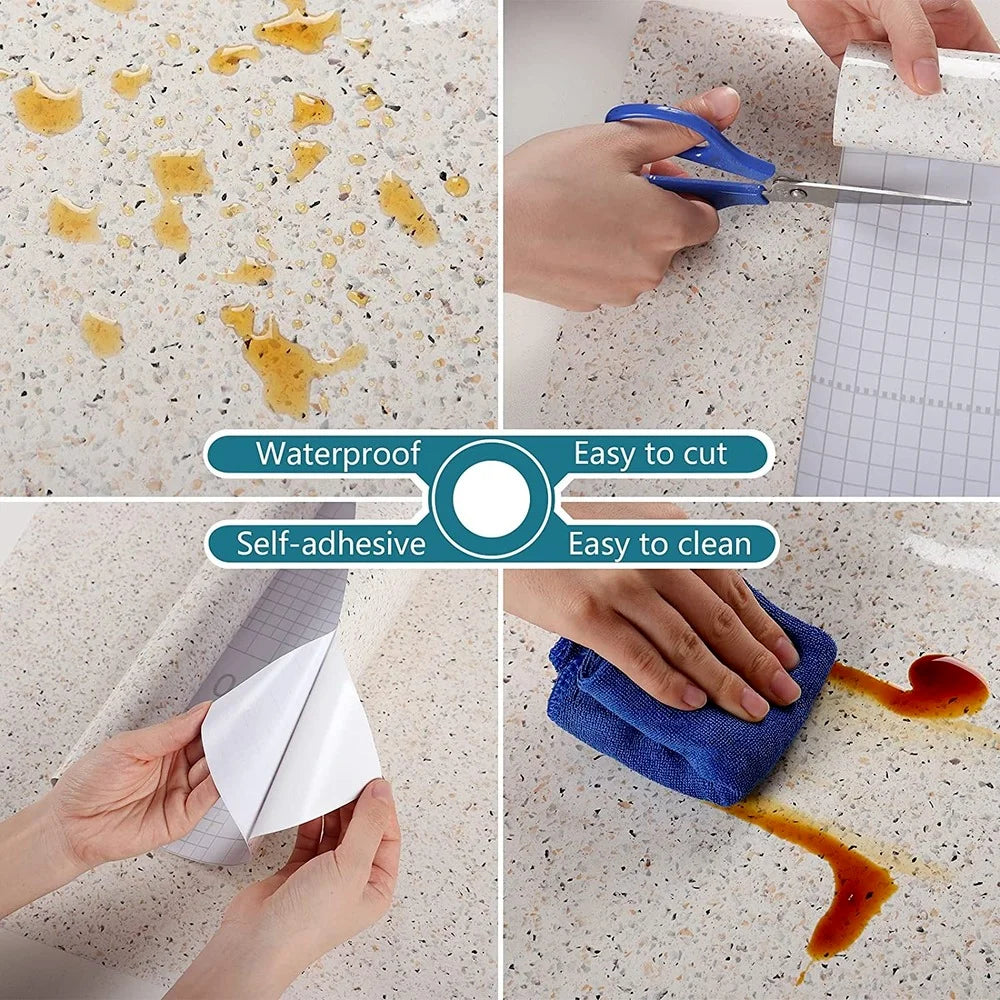 Papel de Parede Mármore Branco Autocolante — Efeito Sofisticado para Bancada e Cozinha