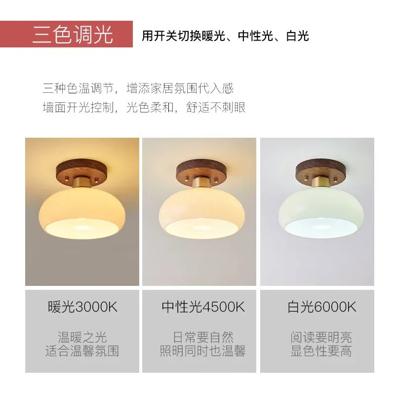Luminária de Teto Estilo Chinês Luxo — Nogueira e Bronze para Hall, Entrada e Varanda