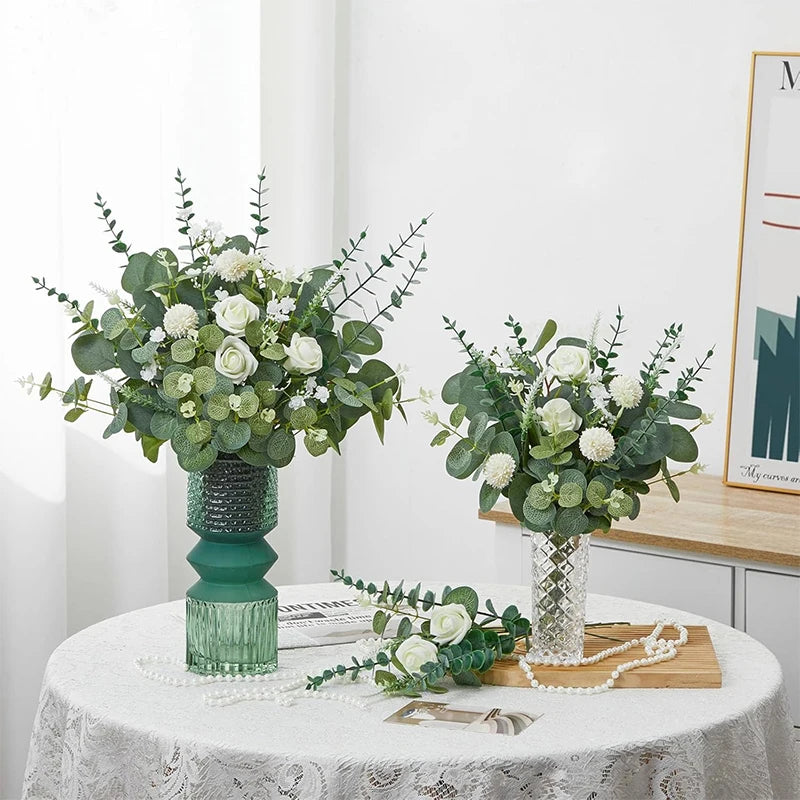 Ramos Artificiais de Eucalipto com Folhas Prateadas — Buquê para Casamento e Decoração
