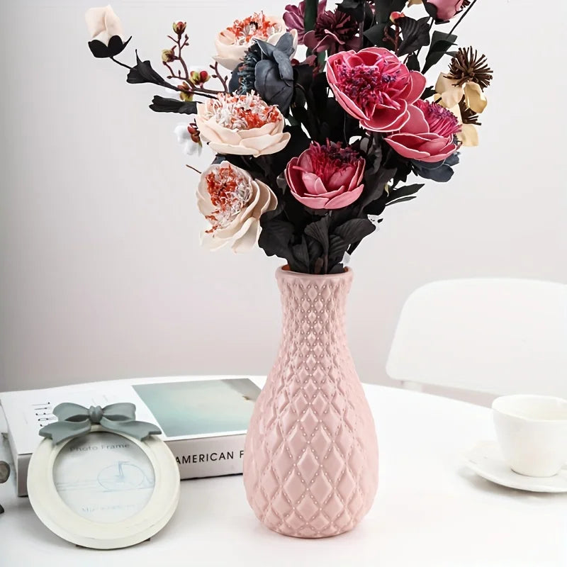 Vaso Plástico Estilo Cerâmica para Arranjos — Decoração Criativa para Sala e Casamento