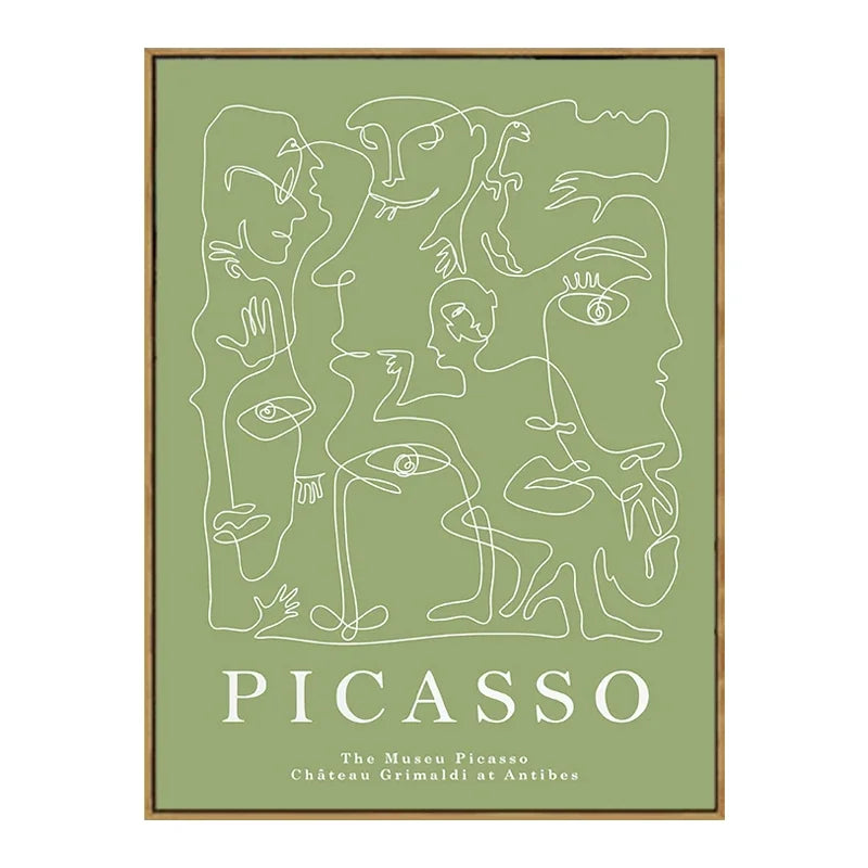 Quadro Decorativo Floral Abstrato Verde — Arte Minimalista Inspirada em Matisse e Picasso