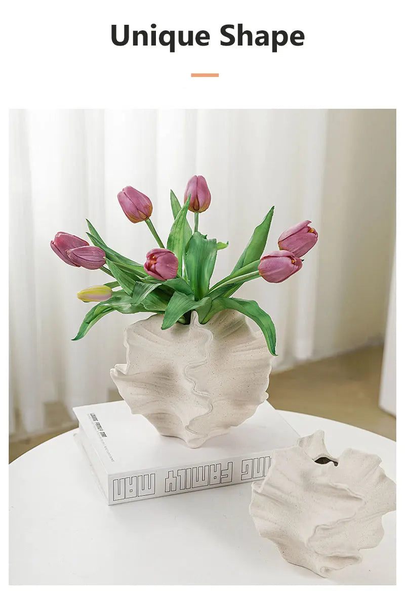 Vaso Cerâmica Coral CAPIRON Bege Fosco Nórdico — Para Capim dos Pampas e Flores