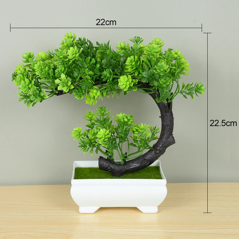 Bonsai Artificial com Vaso e Flores — Mini Árvore Decorativa para Mesa e Escritório