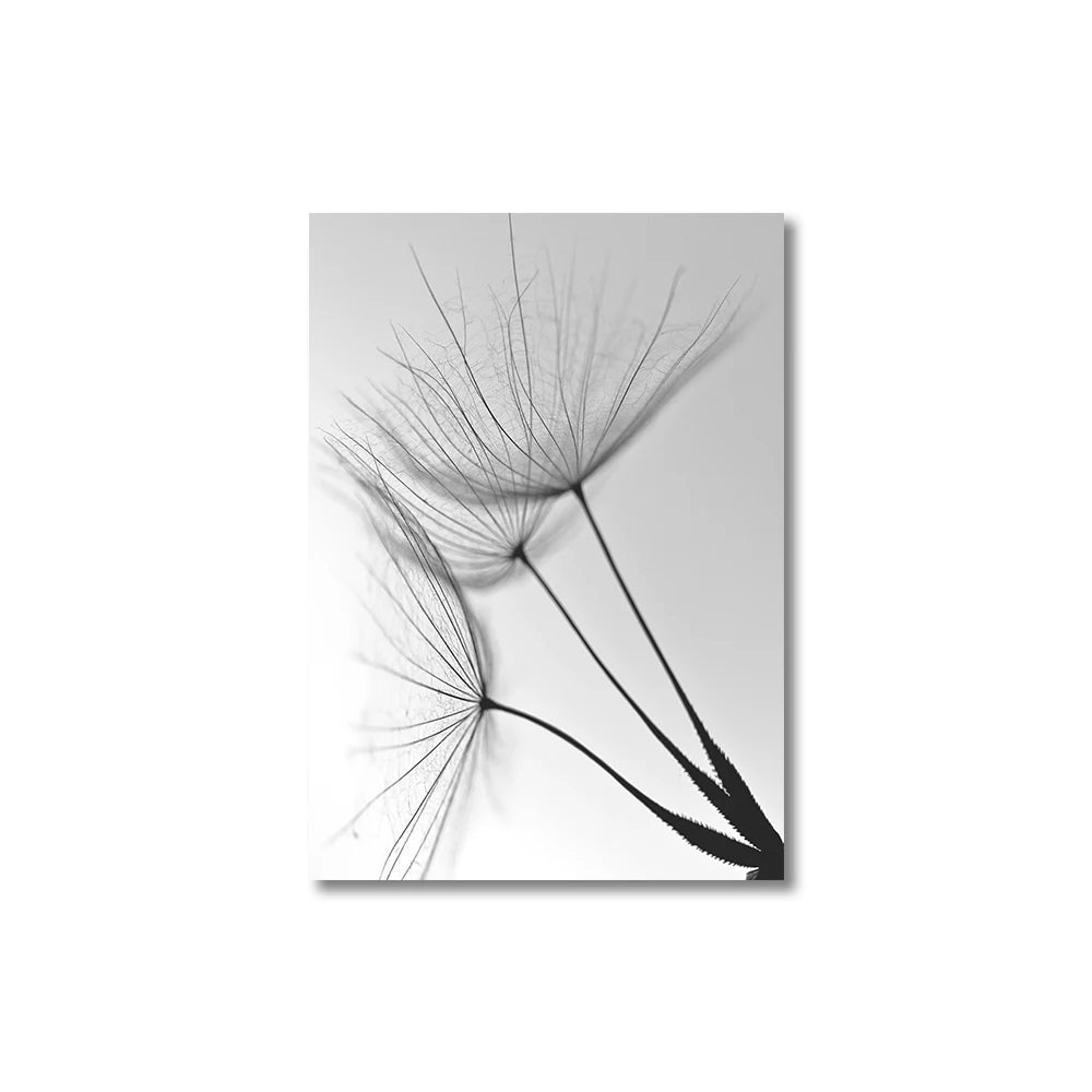 Kit Quadros Dente-de-Leão Preto e Branco — Arte Decorativa para Cozinha e Sala