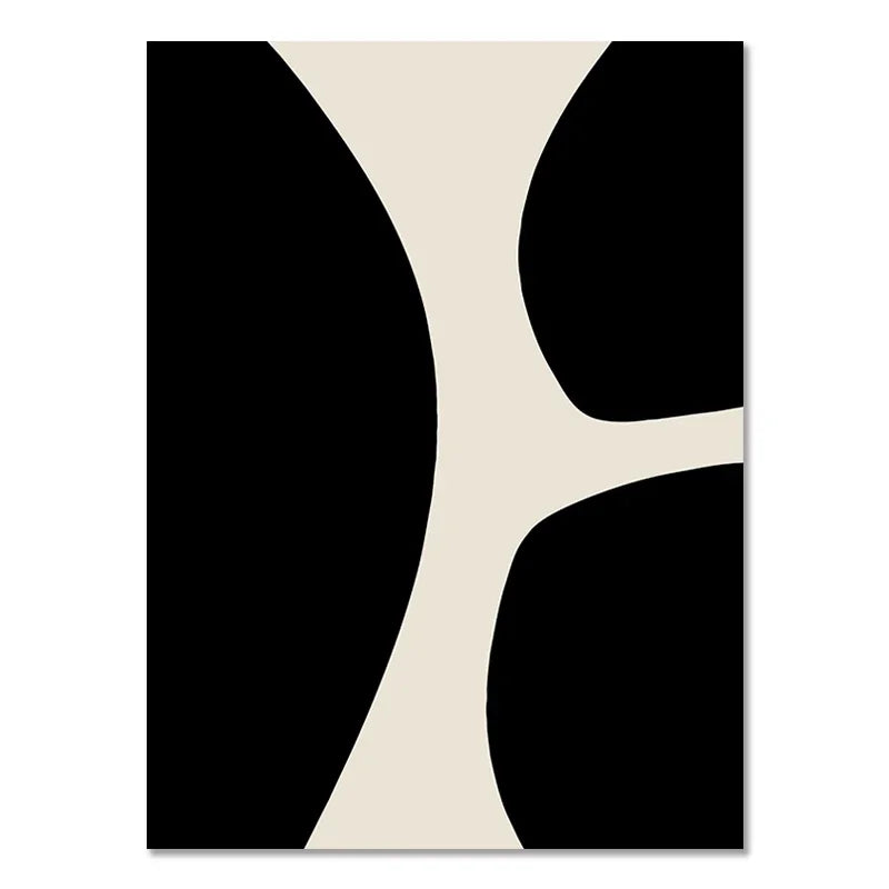 Quadro Decorativo Geométrico Boho Preto e Bege — Arte Abstrata para Sala