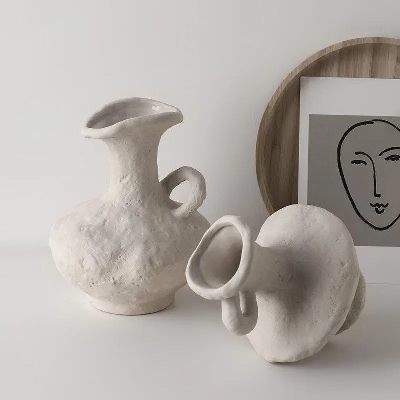 Vaso Cerâmica Branco Nórdico Hidropônico — Minimalista para Mesa, Banheiro e Sala