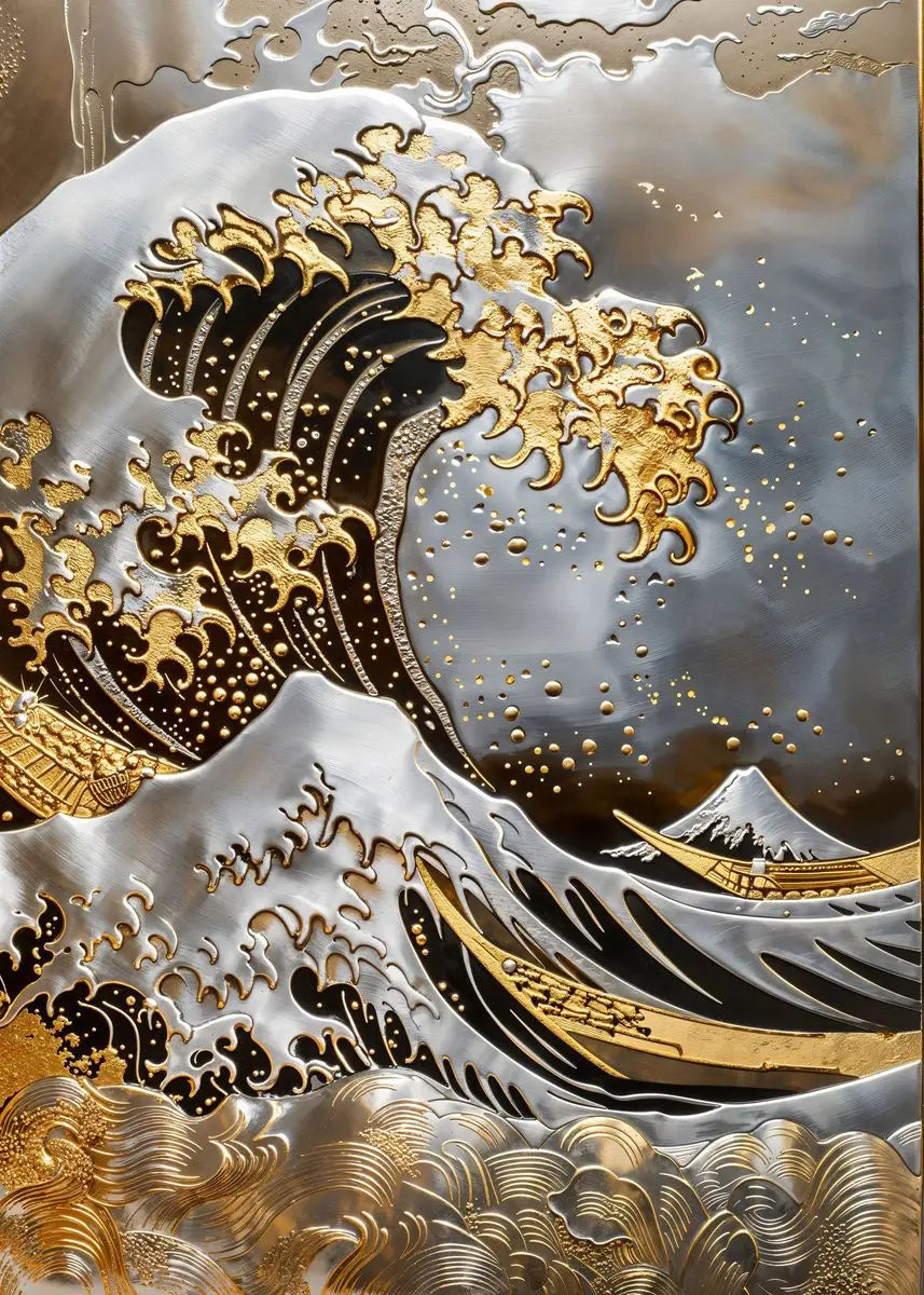 Quadro Decorativo Árvore Dourada e Lua — Arte Abstrata Zen