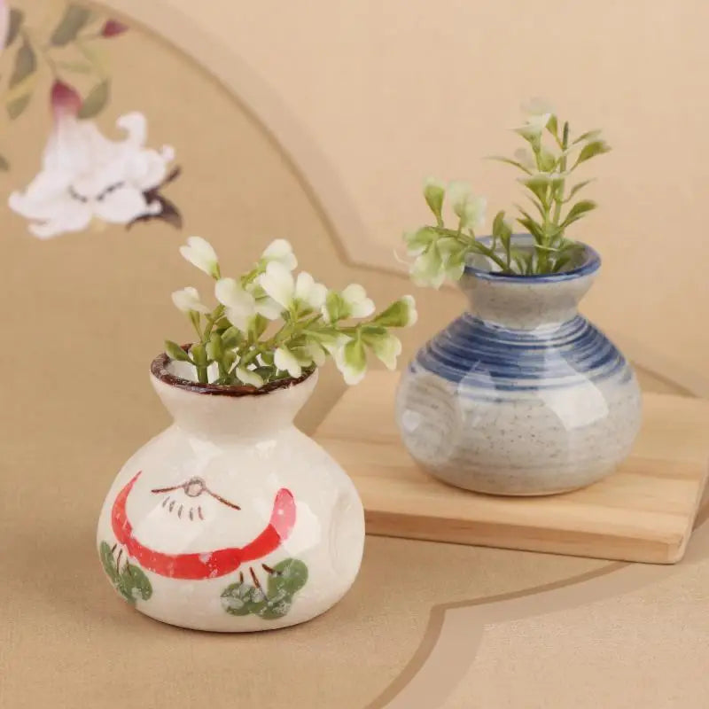 Vaso Cerâmica Mini Chinês Retrô — Porta-Palito e Porta-Hastes Decorativo