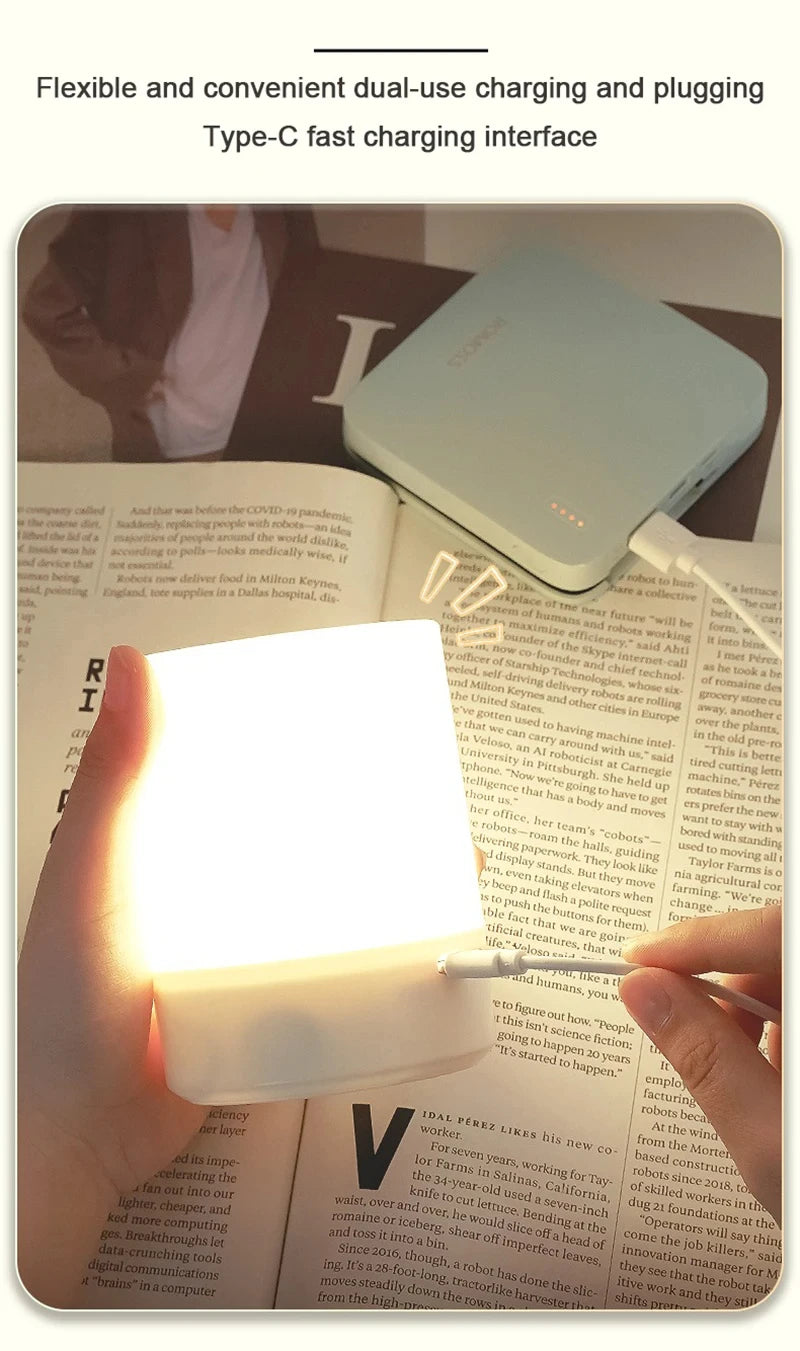 Luminária de Mesa Touch com Luz Noturna — 3 Modos Reguláveis e Recarregável para Quarto