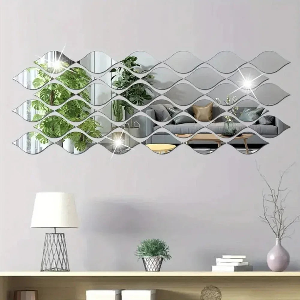 Adesivo Espelho Gota d'Água Acrílico 3D Kit 10 a 30 Peças — Decoração DIY para Sala