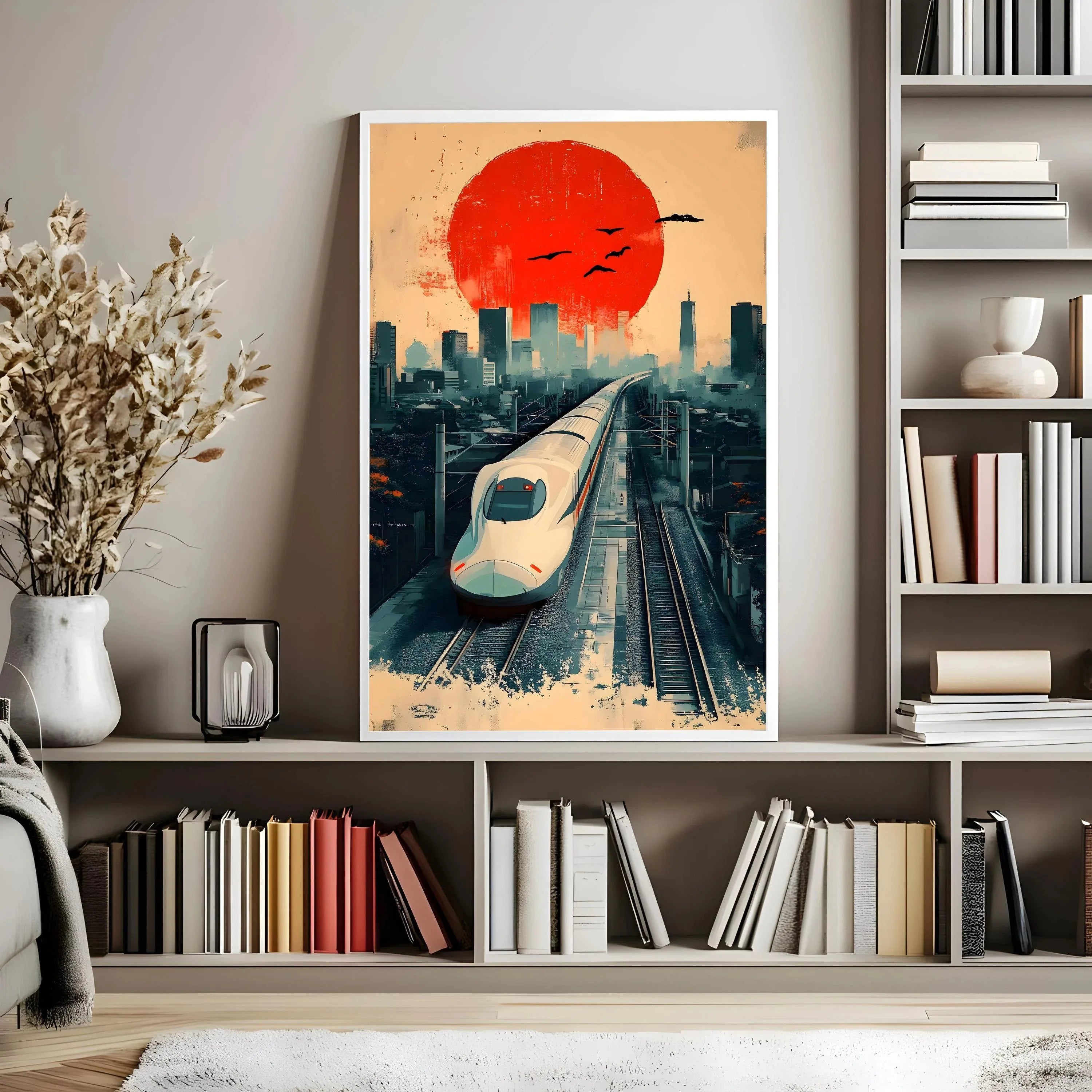 Quadro Decorativo Rua Japonesa Noite Chuvosa — Arte de Paisagem Retrô para Sala e Quarto