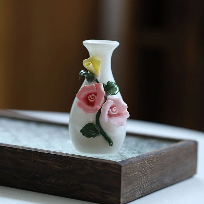 Vaso Cerâmica Mini Chinês Retrô — Porta-Palito e Porta-Hastes Decorativo