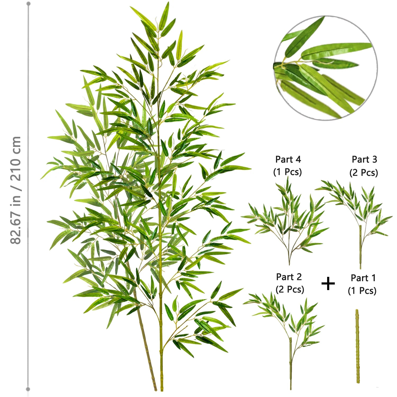 Bambu e Monstera Artificial 100 a 180cm — Exuberância Tropical Permanente para Jardim e Casa