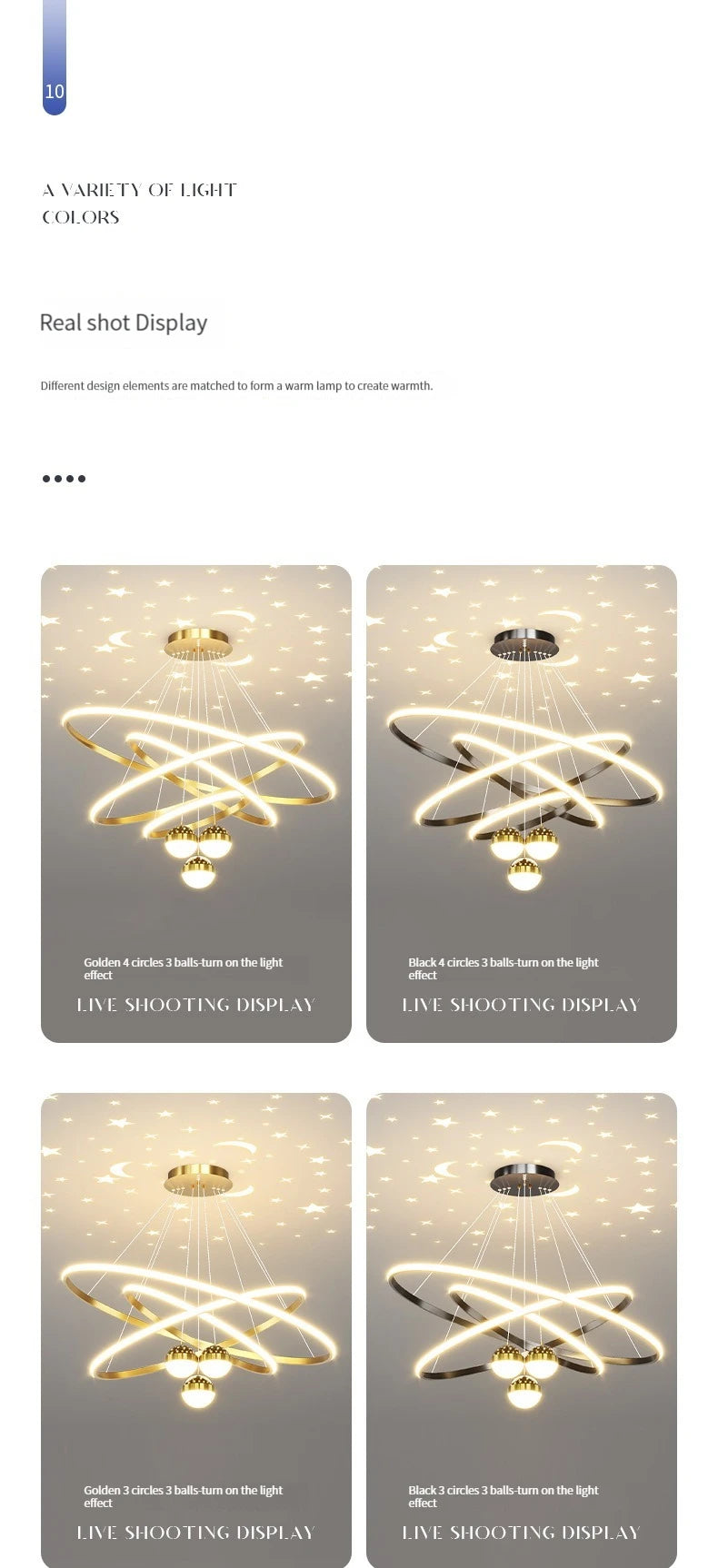 Pendente LED Circular Nórdico — Lustre Preto e Dourado para Sala, Cozinha e Quarto