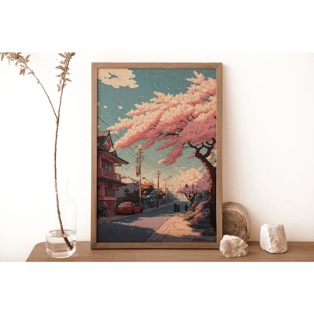 Quadro Decorativo Árvore Japonesa sem Moldura — Arte para Sala e Quarto
