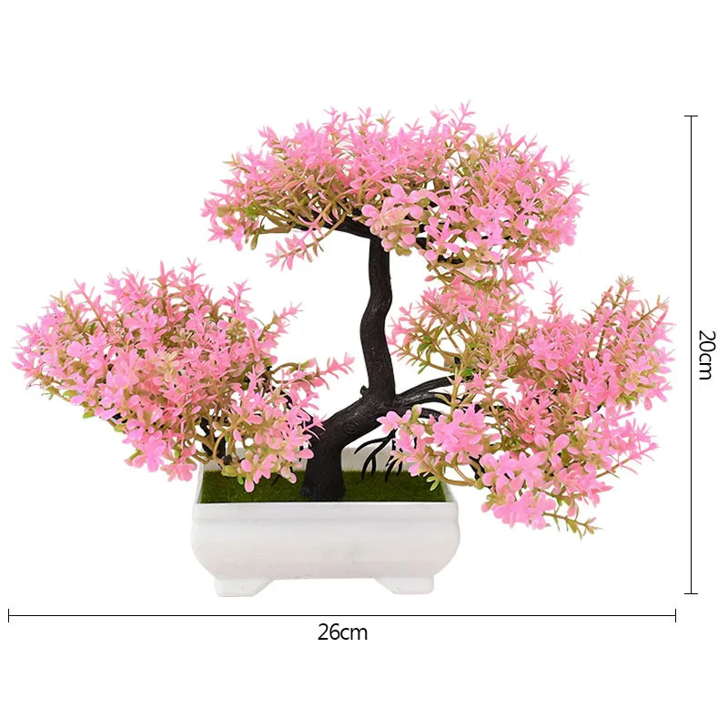 Bonsai Artificial com Vaso e Flores — Mini Árvore Decorativa para Mesa e Escritório