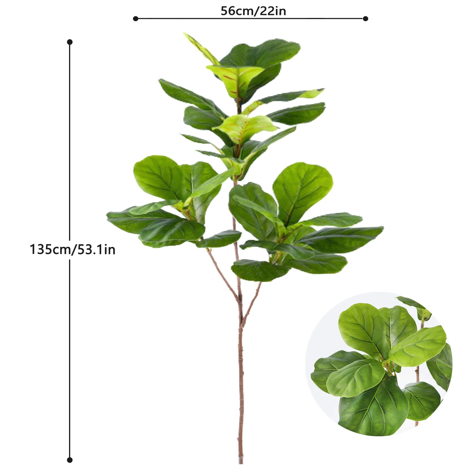 Ficus Lyrata Artificial Extra Grande 77 a 135cm — Para Jardim, Varanda e Escritório