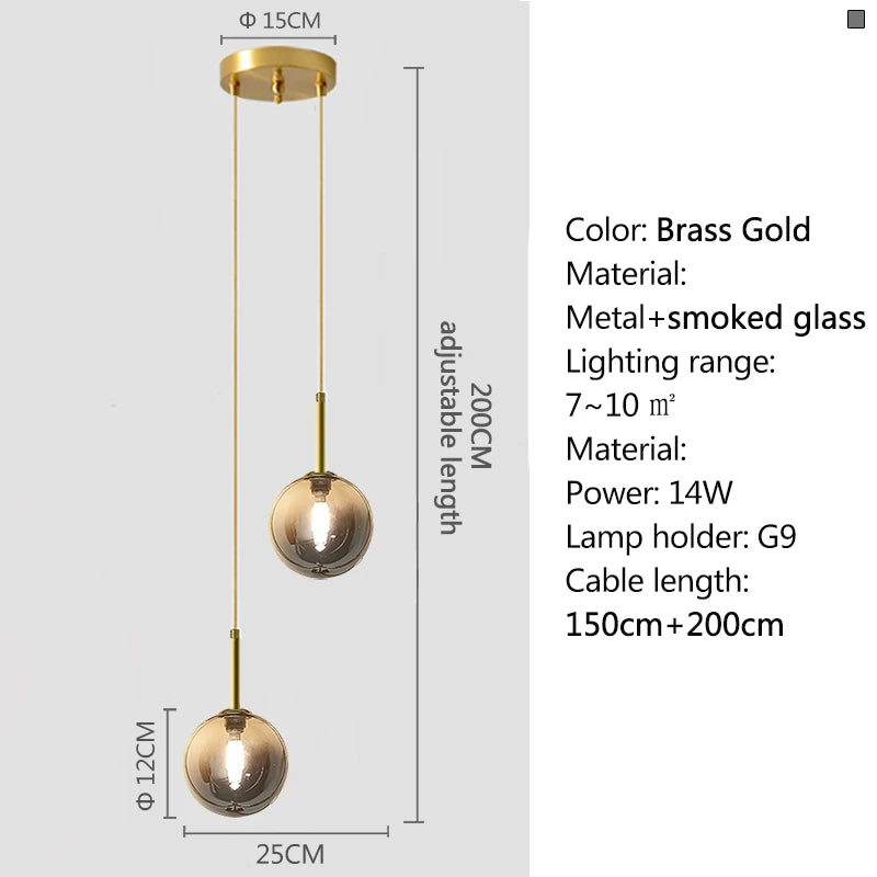 Pendente LED Globo de Vidro — Luminária Nórdica para Quarto e Sala