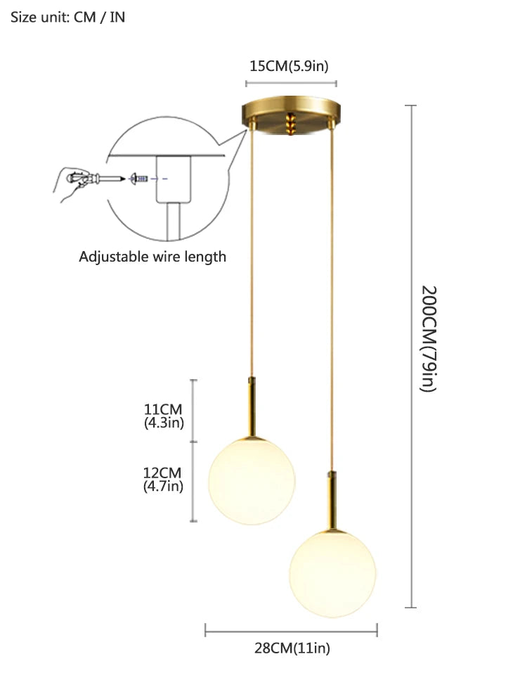 Pendente LED Globo de Vidro — Luminária Nórdica para Quarto e Sala