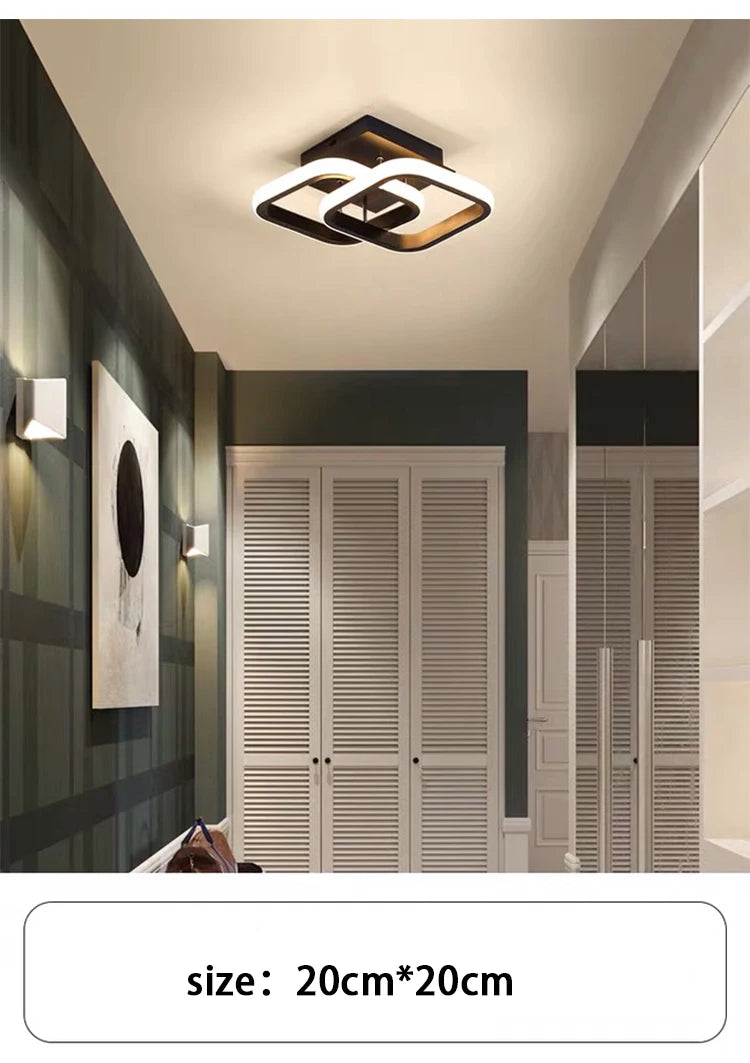 Luminária de Teto LED Moderna 2 Anéis — 3 Tons de Luz para Corredor, Varanda e Escritório