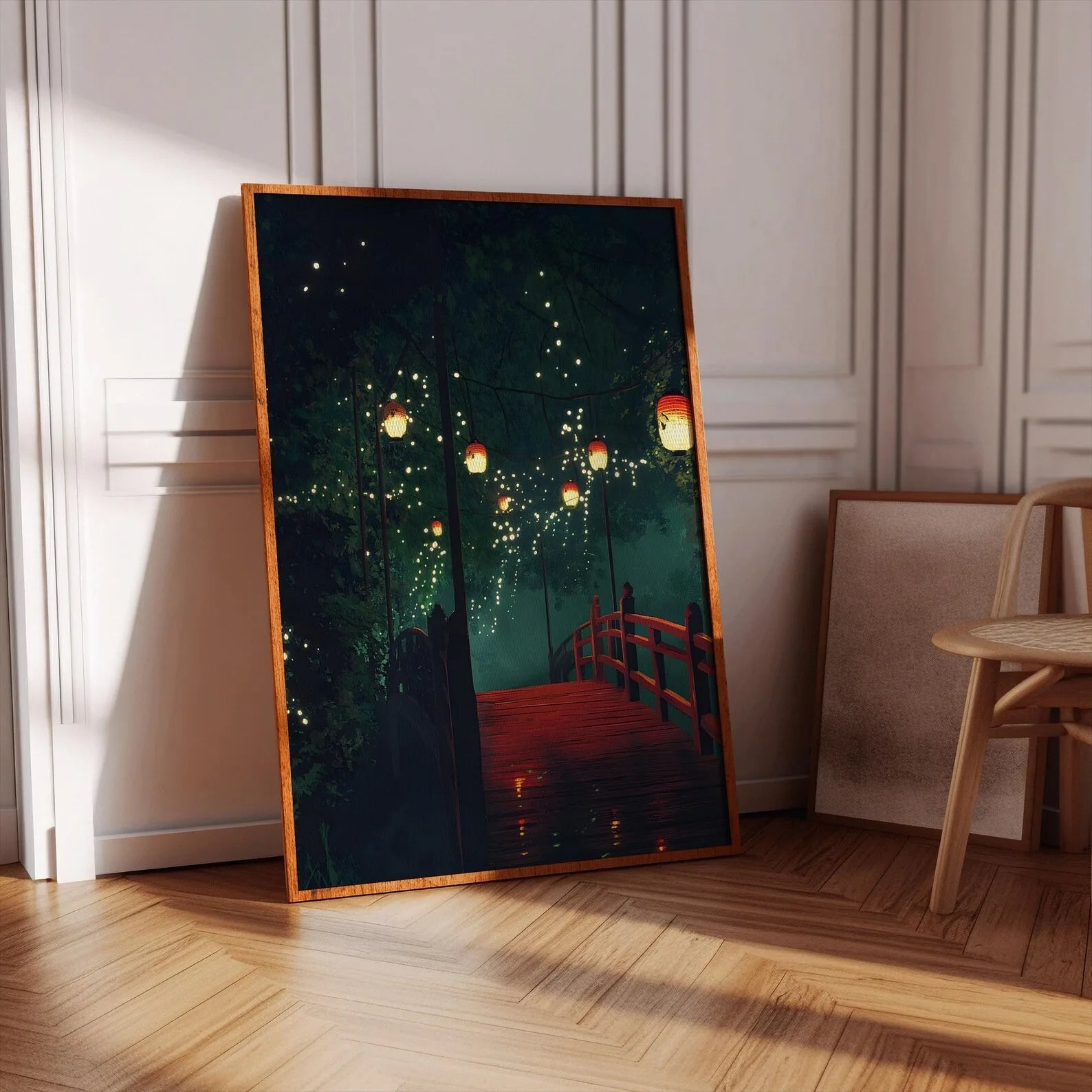 Quadro Decorativo Rua Japonesa Estilo Mangá — Arte Noturna para Sala e Café