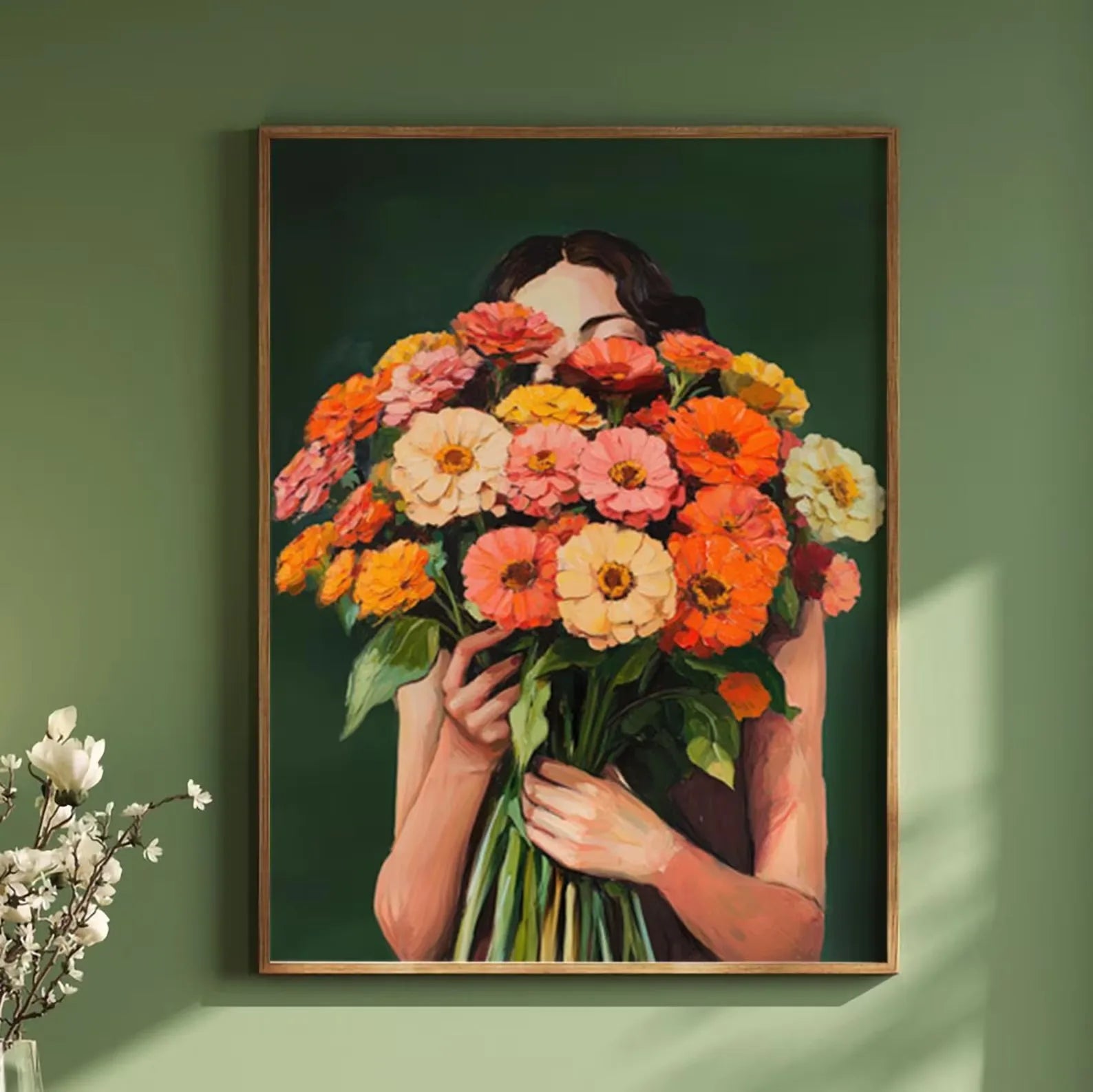 Quadro Decorativo Figuras Verdes Abstratas — Arte Minimalista para Sala