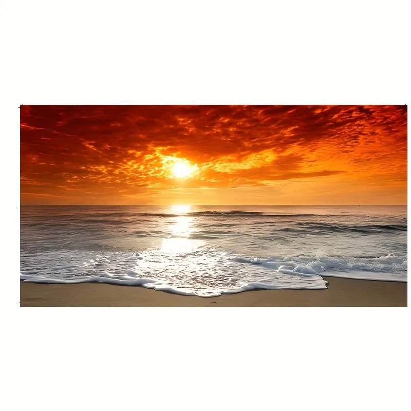 Quadro Decorativo Pôr do Sol na Praia — Arte de Paisagem Nórdica para Sala