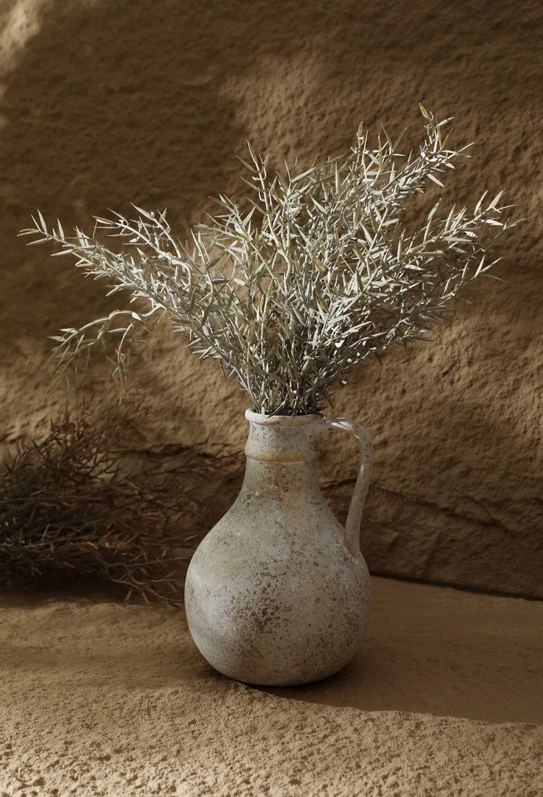 Vaso Cerâmica Retrô CAPIRON para Flores Secas Wabi Sabi — Nórdico para Estante e Sala