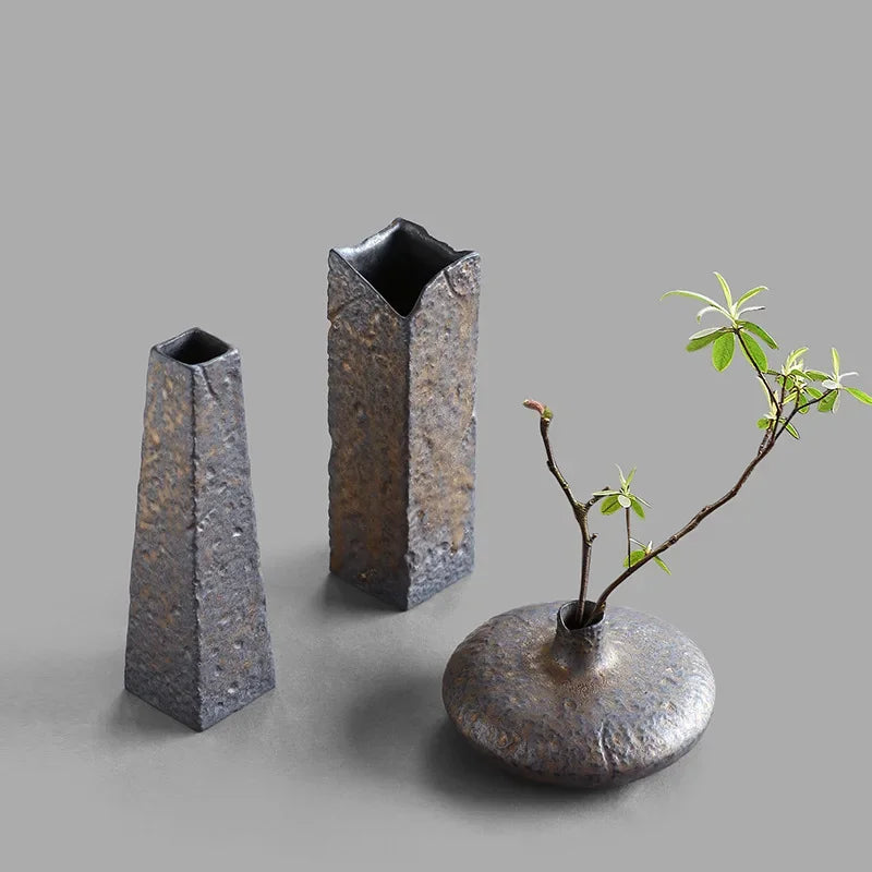 Vaso Cerâmica Mini Rústico Artesanal — Hidropônico para Cerimônia do Chá e Decoração