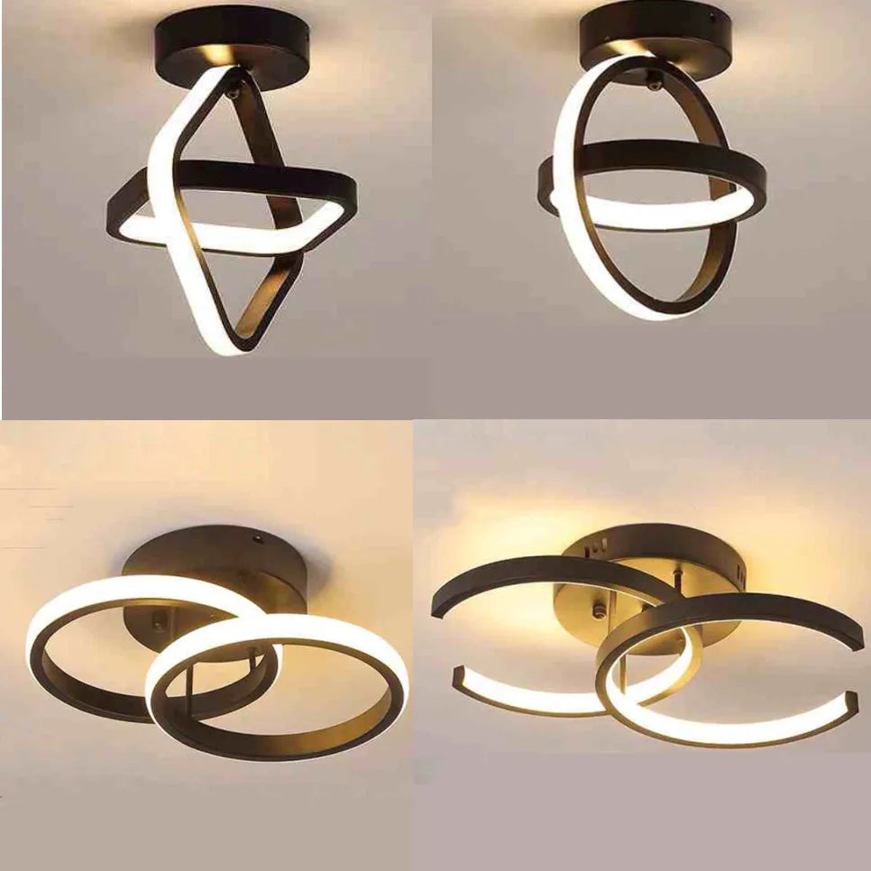 Luminária de Teto LED Moderna 2 Anéis — 3 Tons de Luz para Corredor, Varanda e Escritório