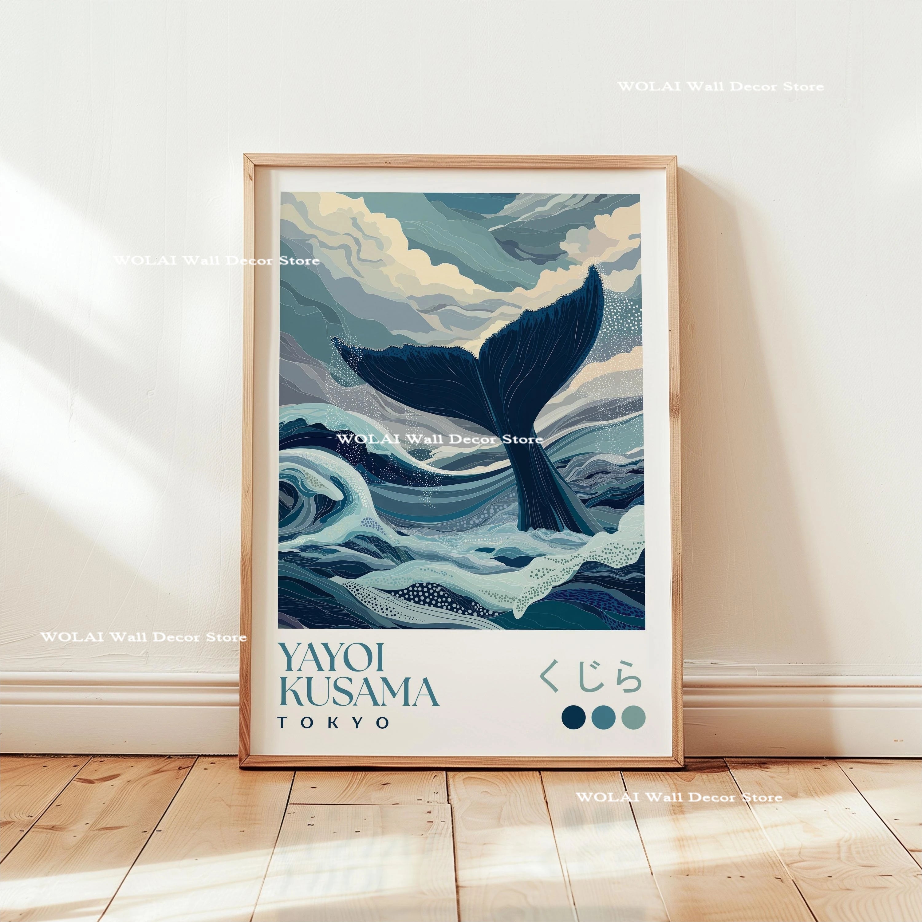 Quadro Decorativo Carpas Koi e Medusas — Arte Japonesa Estilo Hokusai para Sala